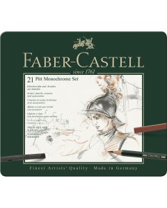 Faber-Castell Pitt Monochrome Set Medium Metalletui 21er Set