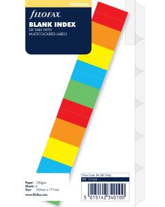 Filofax Register Personal Blanko mit 6 farbigen Tabs