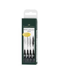 Faber-Castell Tuschestift PITT artist pen Set 4er Etui schwarz