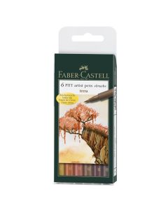 Faber-Castell Tuschestift PITT artist pen B Set 6er Etui Terra