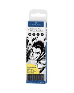 Faber-Castell Tuschestift PITT artist pen Set 4er Etui Manga schwarz