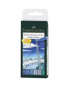 Faber-Castell Tuschestift PITT artist pen B Set 6er Etui Shades of Blue