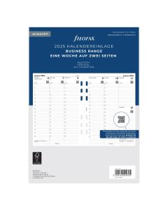 Filofax A5 Kalendereinlage 2025 1 Woche auf 2 Seiten deutsch vertikal Multifit-Lochung