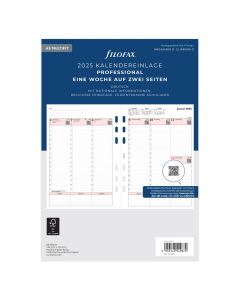 Filofax A5 Kalendereinlage 2025 1 Woche auf 2 Seiten deutsch Professional Multifit-Lochung