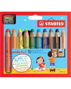 STABILO Aquarellfarbstift WOODY 10er Etui - Spitzer inklusive