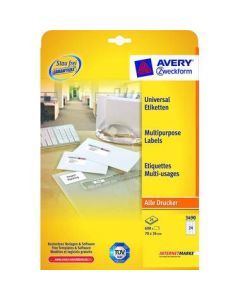 Avery Zweckform Universaletikett 3490  70 x 36 mm (B x H) 600 Etiketten