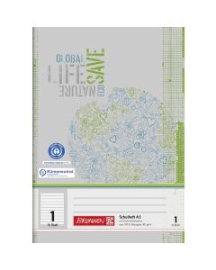 Brunnen Schulheft Recycling A5 11 Liniensysteme Kontrastlineatur Lin 1 grau-grün 16 Blatt