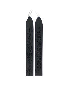 Rubinato Siegelwachs schwarz mit Docht, 2er Pack