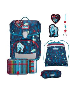 Scout Schulranzen Set Neo Exklusiv LED White Unicorn 4-tlg. 