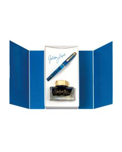 Pelikan Füllfederhalter Classic M200 Golden Lapis M mit Edelstein Ink Golden Lapis im Set - Special Edition