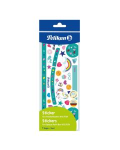 Pelikan Stickerbogen Türkis/Herzen für Deckfarbkasten K12/24